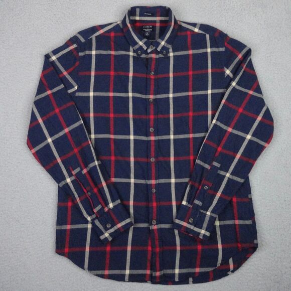 J.CREW Other - J Crew Shirt Mens Medium Blue Plaid Brushed Twill Classic Fit Button Down Preppy